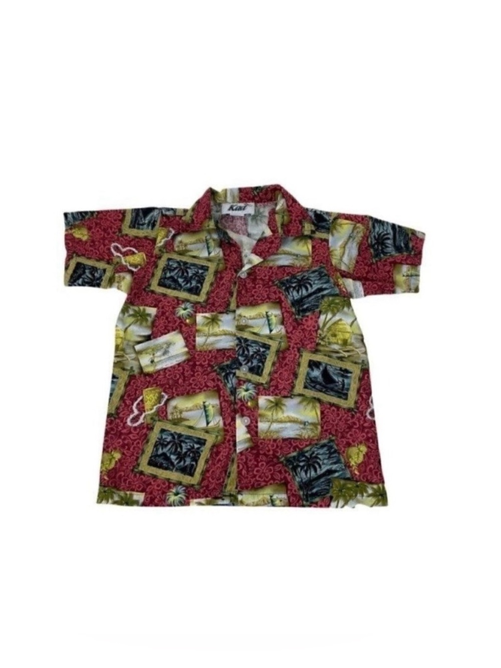 Vintage Hawaiian Boys Button Up Shirt Made In Hawaii Kad Creations 100% Cotton